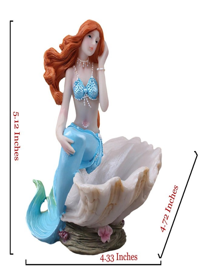 KUNVAMUL Mermaid Figurines Shell Aquarium Ornament Resin Mediterranean Style Mermaid Princess Craft Statue Jewelry Storage Organizer Gifts for Girls,Fish Tank Supplies Accessories (Blue)… - Image 4